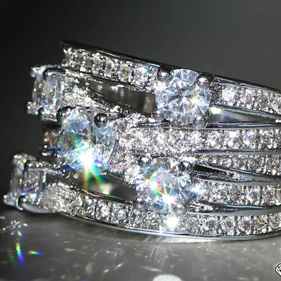 Brand new Shiny silver filled white sapphire ring - Picture 2 of 3